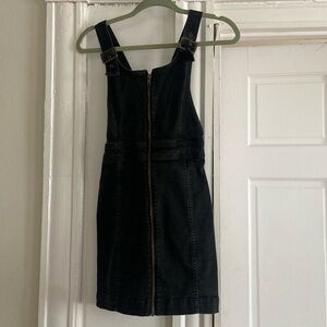 Free people black denim overall dress
